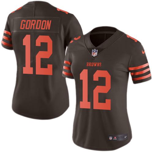 Nike Browns #12 Josh Gordon Brown Women's Stitched NFL Limited Rush Jersey - Click Image to Close